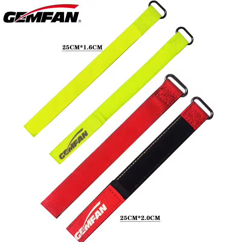 Drone Battery Strap - Gemfan-高強度滑り止め織りリポバッテリーストラップ、16x250mm、Fluoyellow、20x250mm、fpvフリースタイルドローン用赤、2個