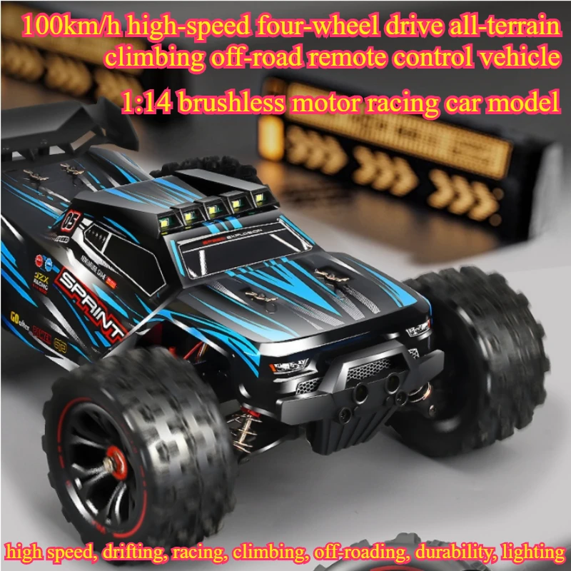 Drone Battery Alarm - 100km/h高速4WD RCカー、1:14ブラシレスモーター搭載クライミングオフロードRCトラック、リモートコントロールカーモデル、面白いギフト、男の子向けおもちゃ