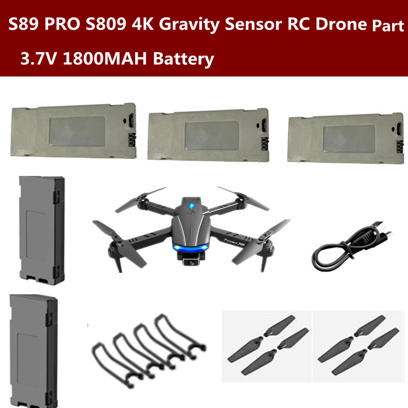 Drone Battery Smart - S89 PRO S809 4Kスマートホバー重力センサーWifi Fpv RCドローン交換部品