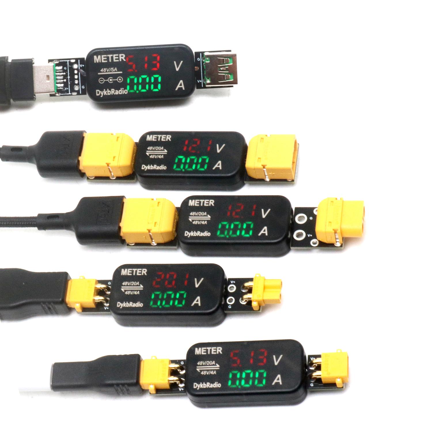 Drone Battery Voltage Checker - USB XT30 XT60 DC 20A 電圧電流計双方向ドローン