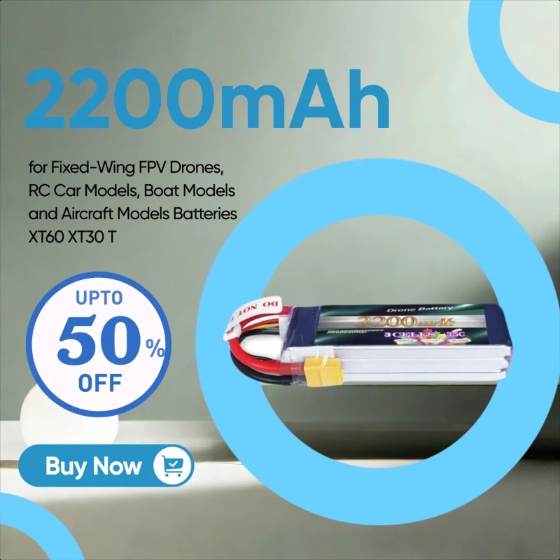 Drone Battery Li-Ion - 2200mAh 35C 充電式バッテリー 固定翼 FPV ドローン、RC