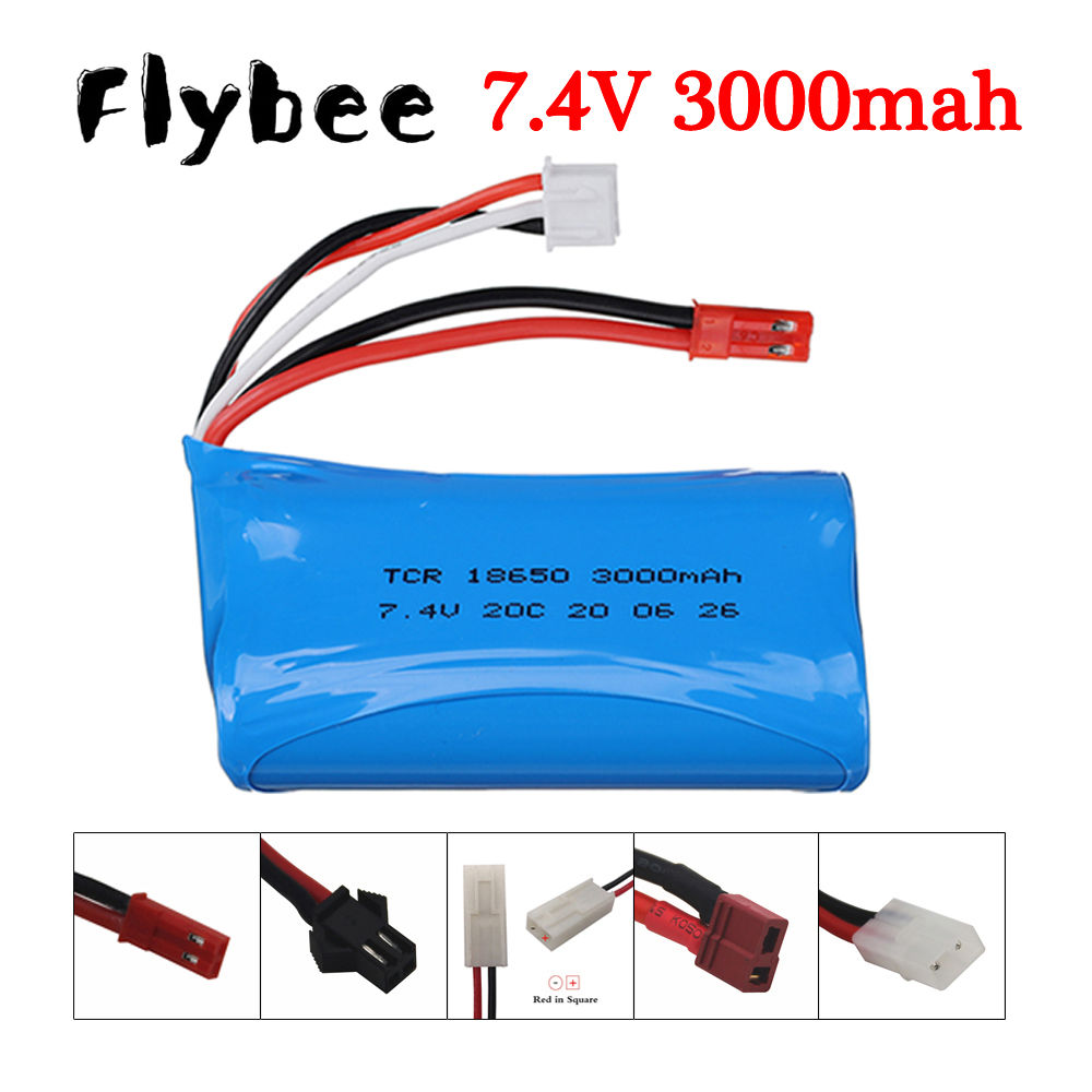 Drone Battery Li-Ion - 7.4 v,3000 mah,18650 li-ionリモートコントロール,車,ボート,おもちゃの部品,2s,7.4 v,3000 mahバッテリー,jst/t/smiyaプラグ用