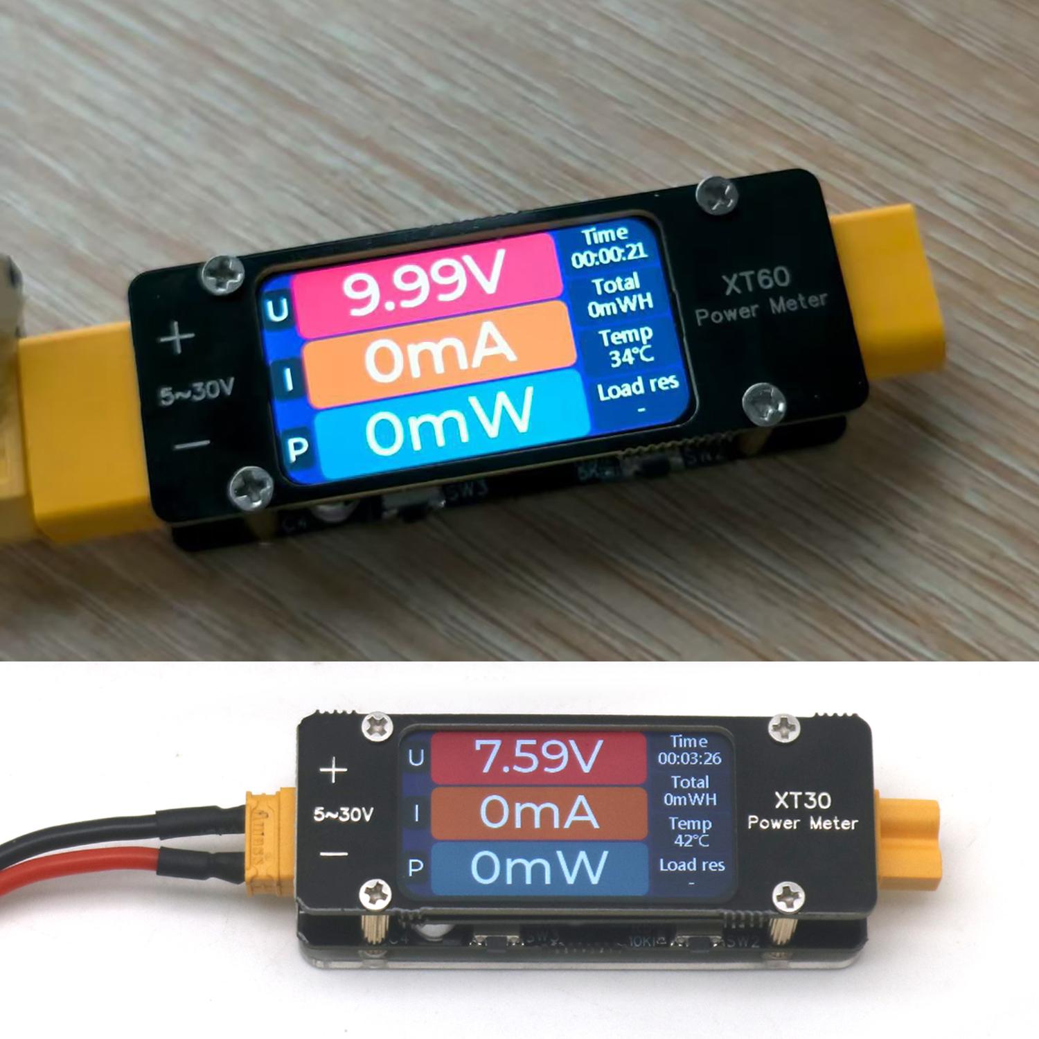 Drone Battery Voltage Checker - 2mA-64A DC XT60 電流計パワーメーター双方向電流電圧温度アラーム付き 12V 24V