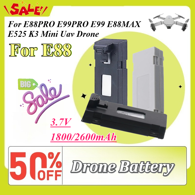 Drone Battery Li-Ion - 3.7V 1800/2600mAh ドローン交換用バッテリー E88 E88PRO E99PRO