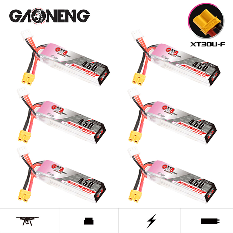 Drone Battery Lipo - レーシングドローン用gnb-lipoバッテリー,7.6v,450mah,80c,160c,xt30,fpvクワッドコプター,ヘリコプター部品,7.6v,hv 2s