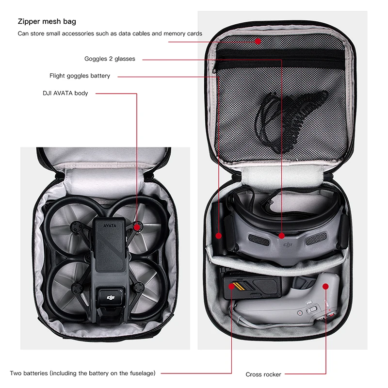ポータブルケース二層収納スペースハンドバッグ DJI ゴーグ - Drone Battery Case のレビューと価格