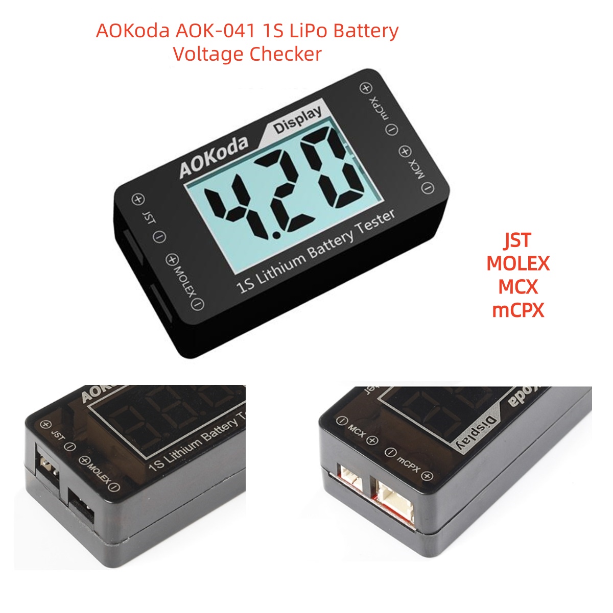 AOKoda AOK-041 1S LiPoバッテリー電圧チ - Drone Battery Voltage Checker のレビューと価格