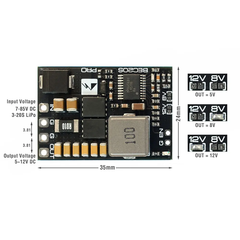 MatekSys BEC 20S-PRO 7-85V から  - Drone Battery High Voltage のレビューと価格