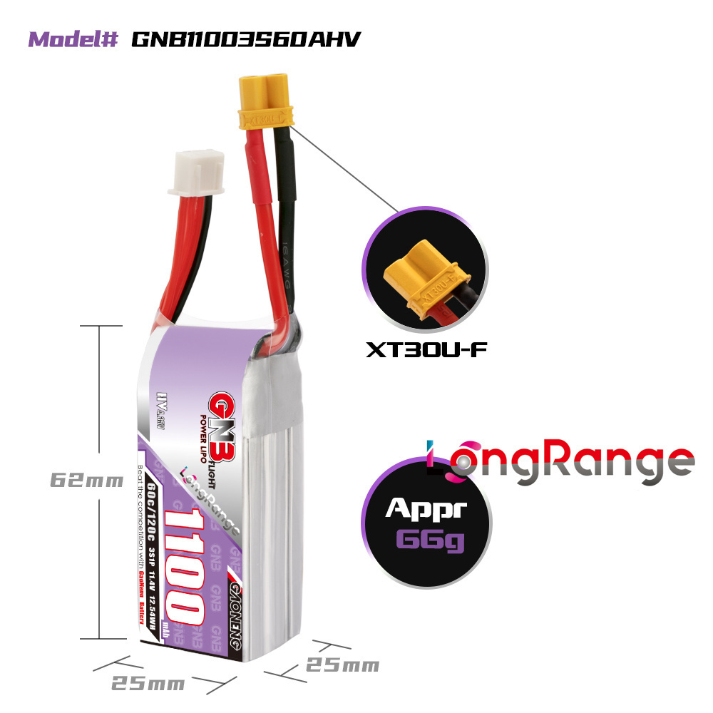 GNB 1100mAh 2S 3S 4S 6S 60C/12 - Drone Battery Connector のレビューと価格