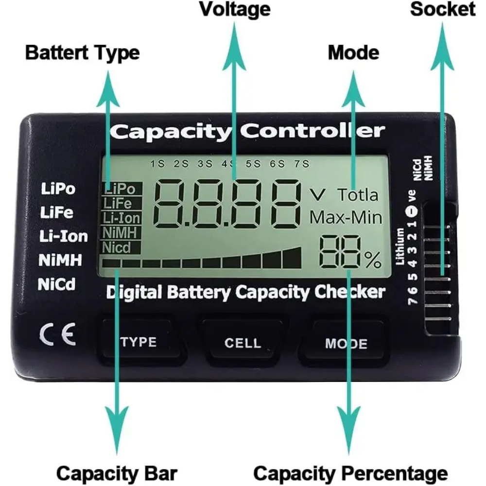 ハンドヘルドバッテリー容量チェッカー、ドローンFPVレーシン - Drone Battery Voltage Checker のレビューと価格