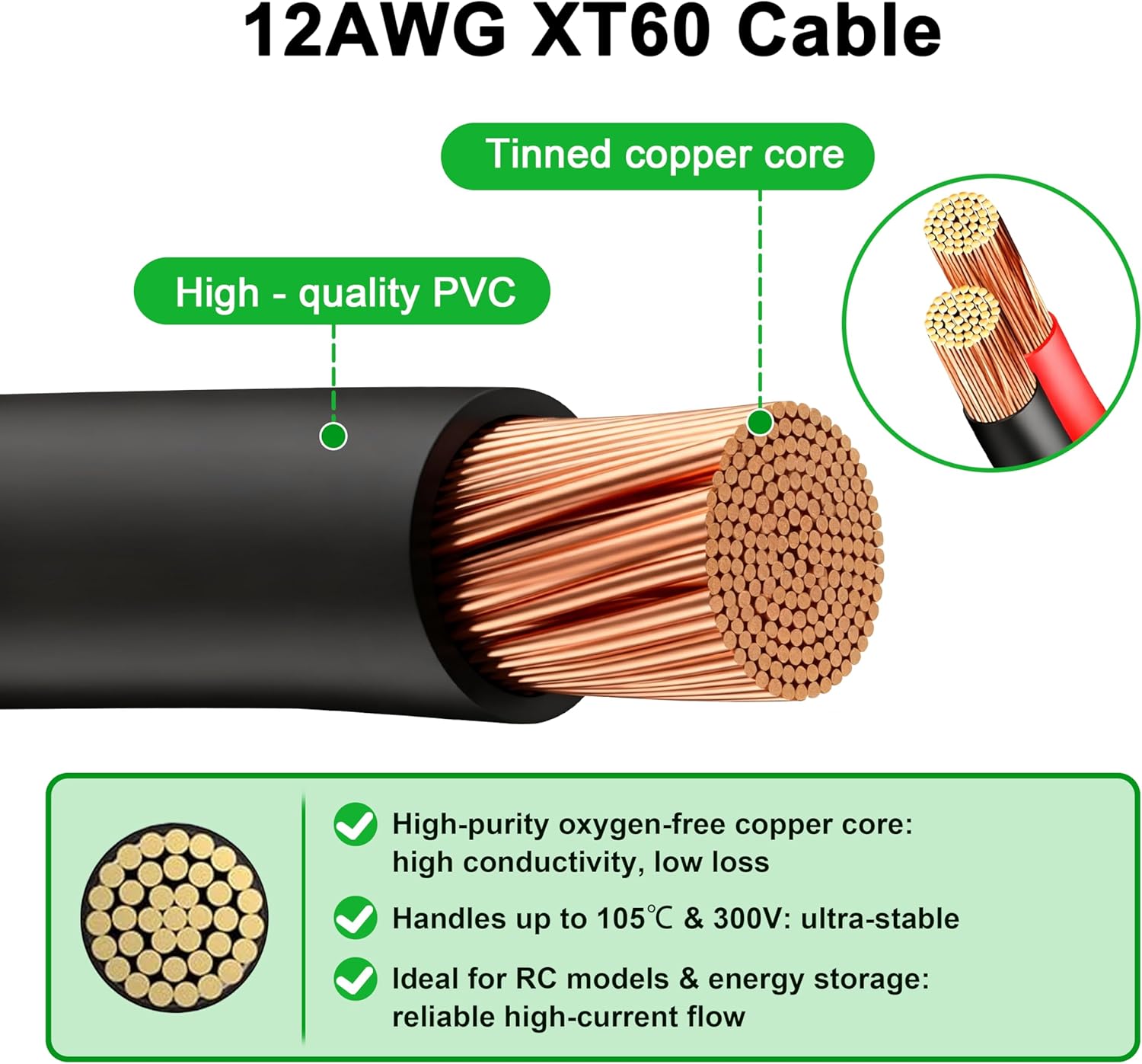 JMUYTOP 3FT 12AWG XT60 パネルマウント - Drone Battery Connector のレビューと価格