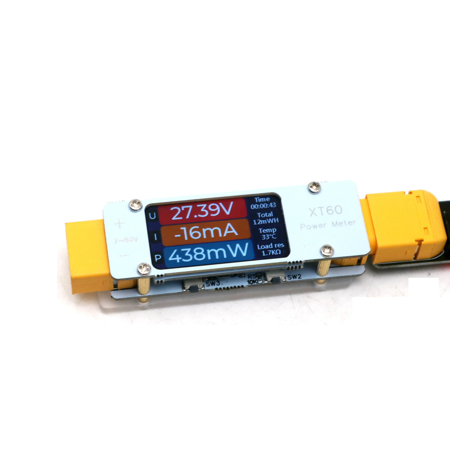 64A DC XT60パワーメーター双方向電流電圧温度アラー - Drone Battery Voltage Checker のレビューと価格