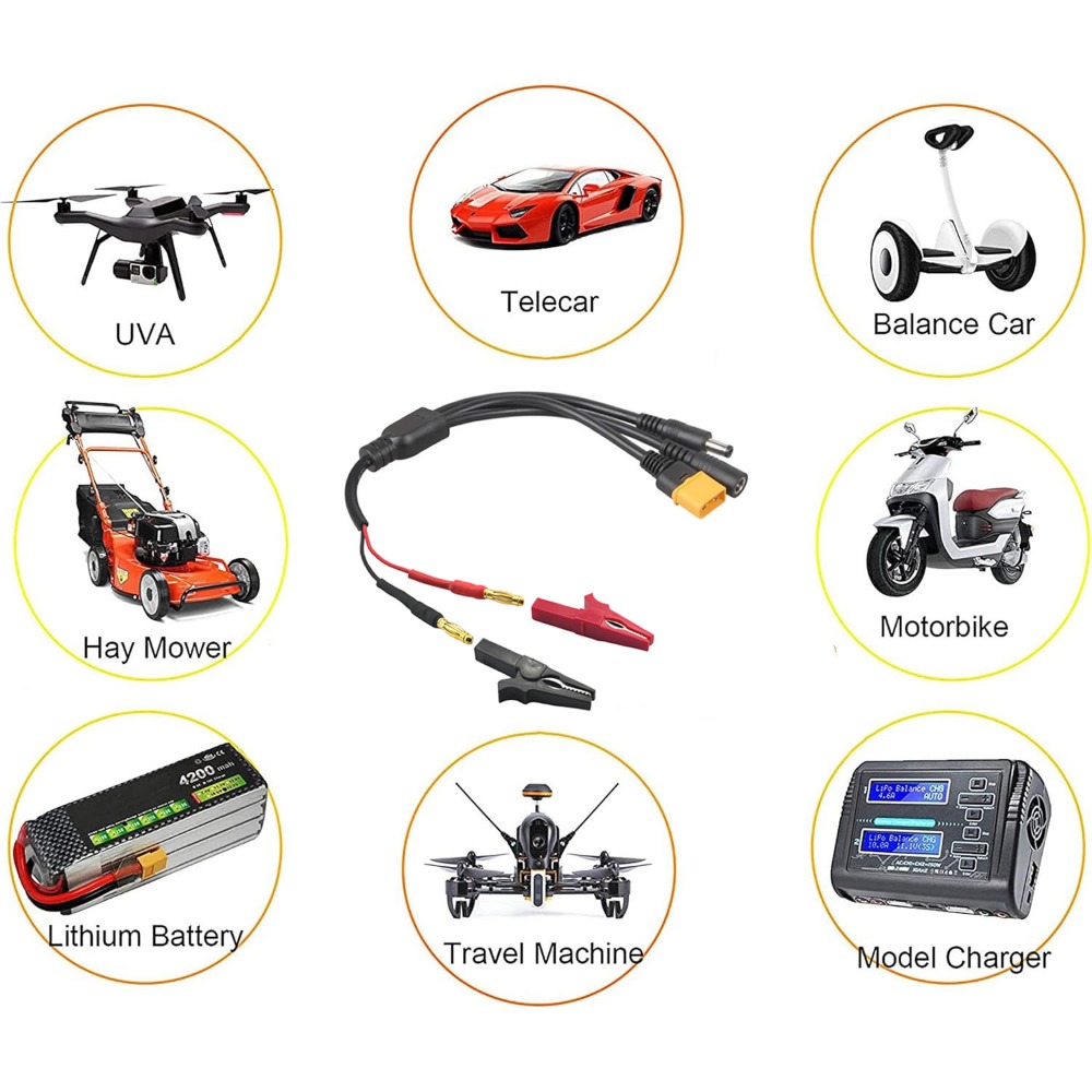 5-in-1 XT60 - 4mm バナナプラグアダプターケ - Drone Battery Smart のレビューと価格
